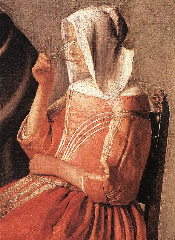 VERMEER VAN DELFT, Jan A Lady Drinking and a Gentleman (detail)  edte china oil painting image